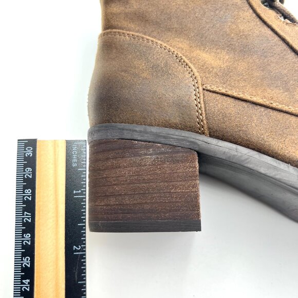 6.5W 6.5 WIDE WIDTH‎ Bella-Vita Womens Brown Lace Up Heeled Combat Boots Shoes - Picture 13 of 13